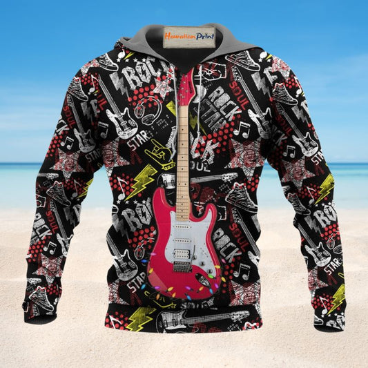 Christmas Guitar Rock Soul Hoodie For Christmas Events Holiday Travel And Comfortable Casual Outfits