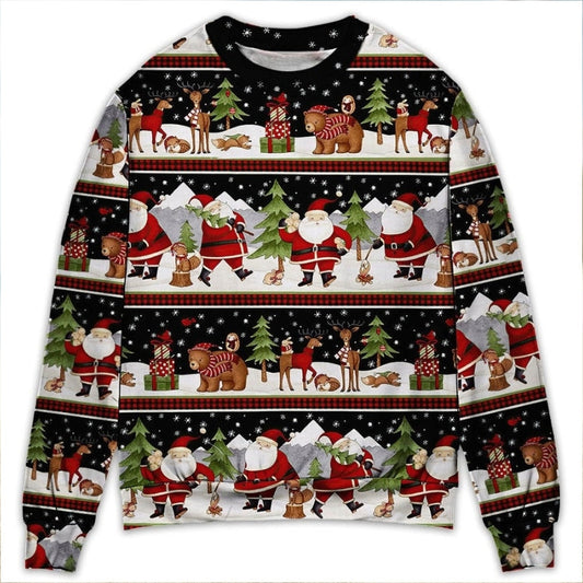 Christmas Happy Night With Santa Friends Sweater For Festive Parties Family Photos And Comfortable Seasonal Wear