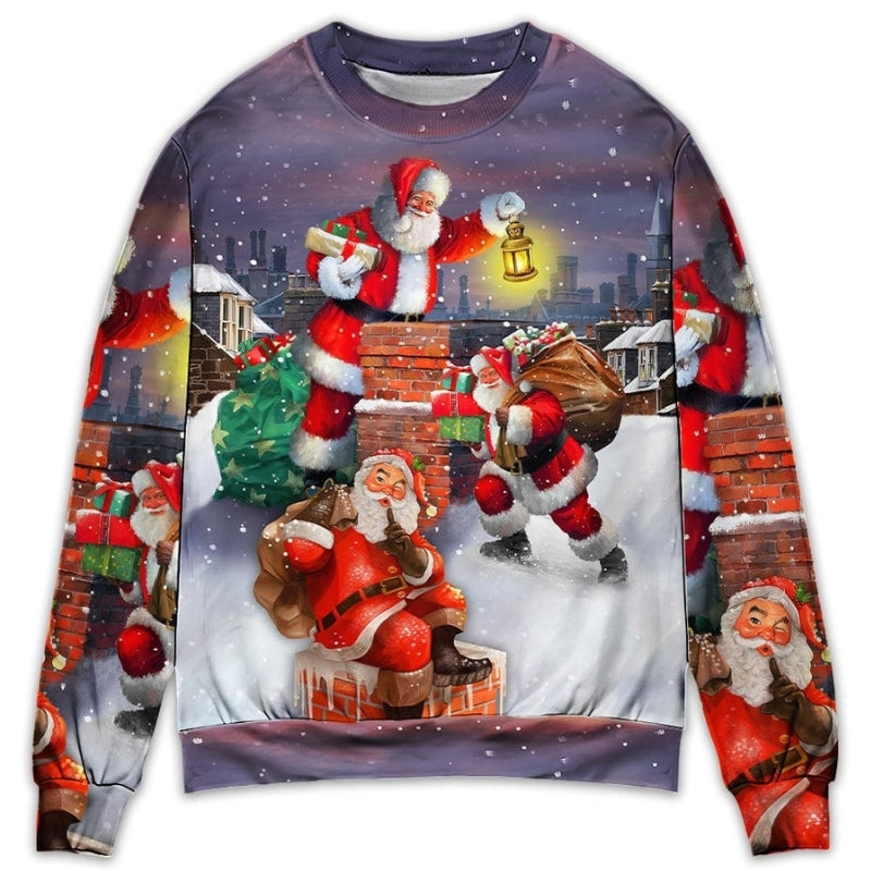Christmas Having Fun With Santa Gift Sweater For Holiday Travel Winter Outings And Cheerful Gift Giving