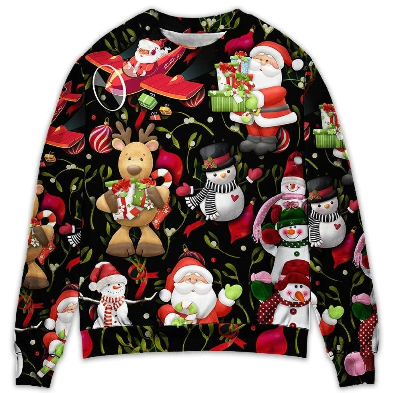 Christmas Joyful Santa Snowman Merry Xmas Sweater For Seasonal Parties Cozy Gatherings And Thoughtful Holiday Gifts
