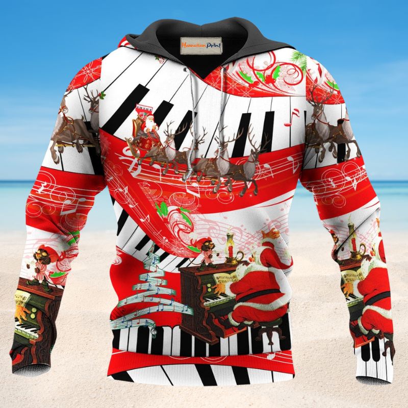 Red Christmas Music Love Hoodie For Winter Adventures Family Gatherings And Festive Everyday Style