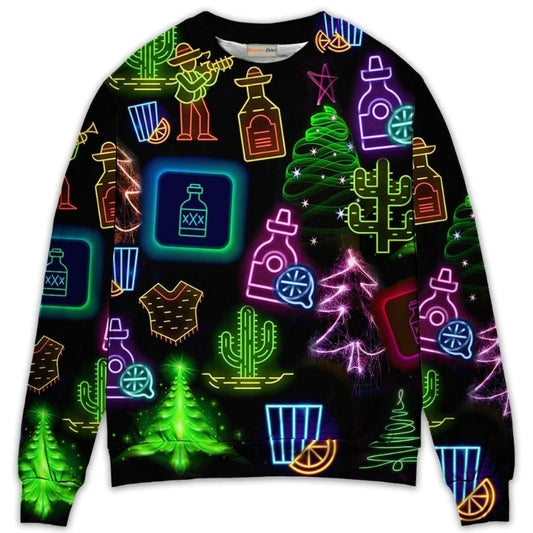 Christmas Neon Drink Sweater For Holiday Travel Winter Outings And Cheerful Gift Giving