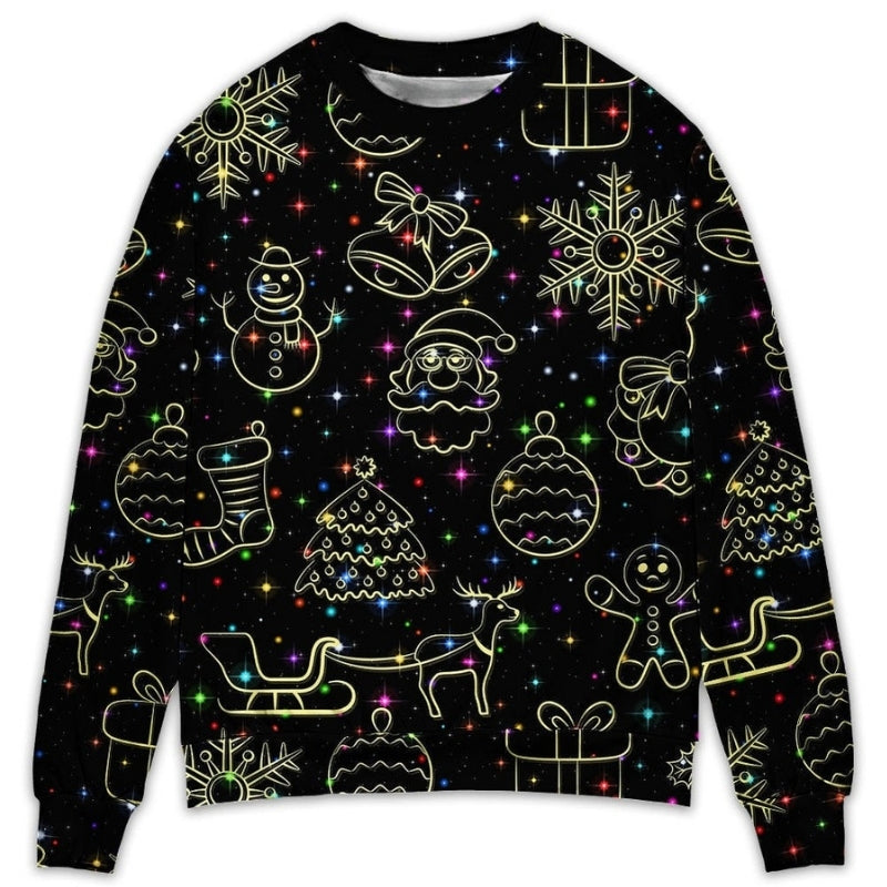 Christmas Neon Light Starry Night Sweater For Holiday Travel Winter Outings And Cheerful Gift Giving