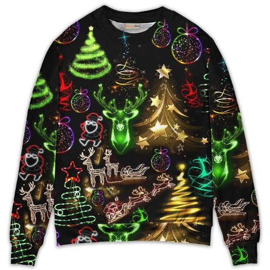 Christmas Neon Tree And Snowman Sweater For Holiday Parties Family Gatherings And Seasonal Gift Giving
