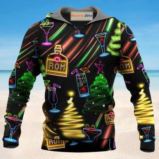 Neon Christmas Rum Hoodie For Festive Celebrations Seasonal Trips And Relaxed Winter Wear