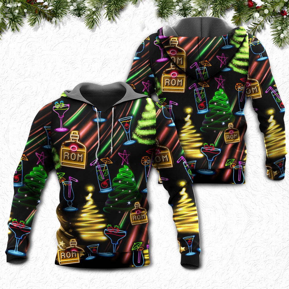 Neon Christmas Rum Hoodie For Festive Celebrations Seasonal Trips And Relaxed Winter Wear