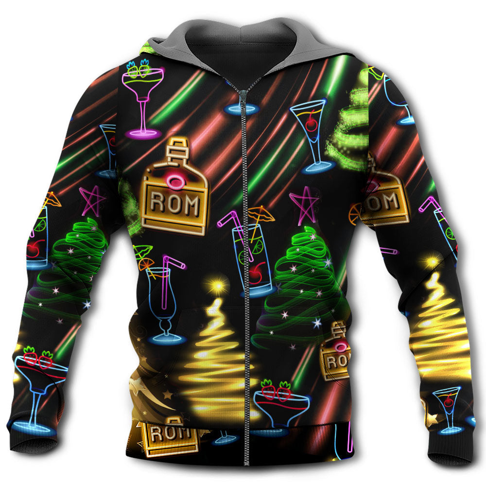 Neon Christmas Rum Hoodie For Festive Celebrations Seasonal Trips And Relaxed Winter Wear