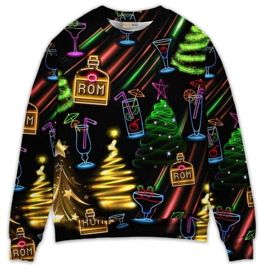 Christmas Rum Neon Sweater For Family Gatherings Winter Travel And Everyday Seasonal Comfort