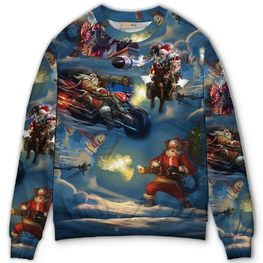 Christmas Santa Action Adventure Sweater For Winter Celebrations Family Events And Thoughtful Gifting