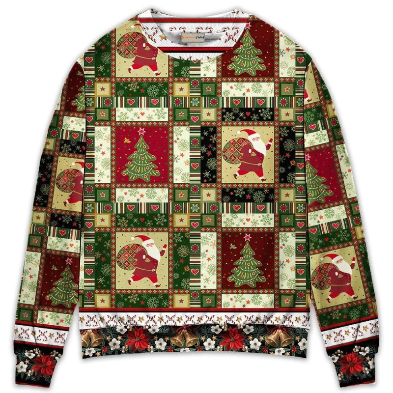 Christmas Santa And Fir Tree Sweater For Holiday Travel Winter Outings And Cheerful Gift Giving