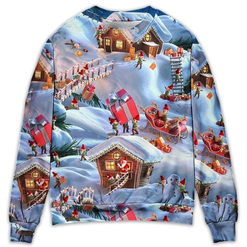 Christmas Santa And Gnome Merry Xmas Sweater For Winter Celebrations Family Events And Relaxed Seasonal Styling