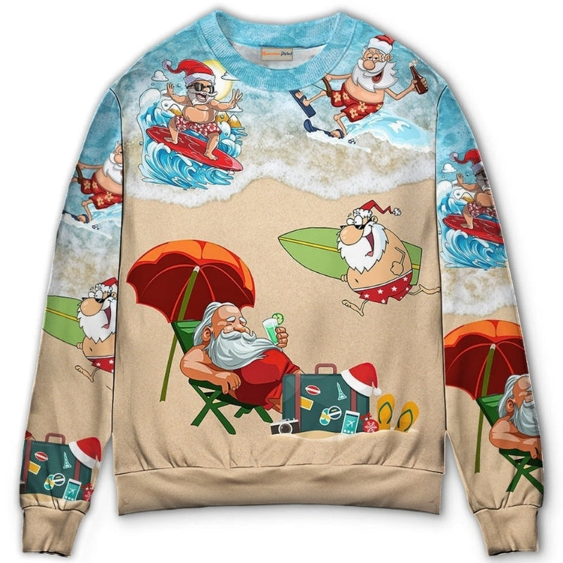 Christmas Santa Beach Holiday Sweater For Festive Parties Family Photos And Comfortable Seasonal Wear