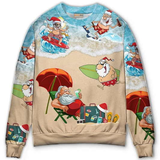 Christmas Santa Beach Holiday Sweater For Festive Parties Family Photos And Comfortable Seasonal Wear