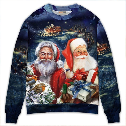 Christmas Santa Claus Snow Scene Sweater For Winter Parties Seasonal Adventures And Relaxed Everyday Styling
