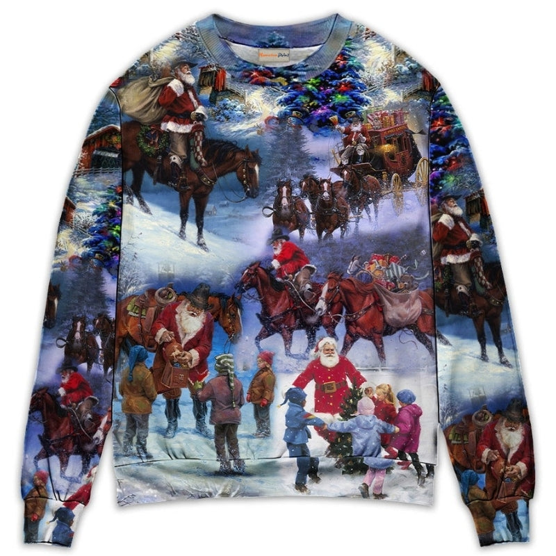 Christmas Santa Cowboy Children Sweater For Festive Events Weekend Outings And Comfortable Winter Style