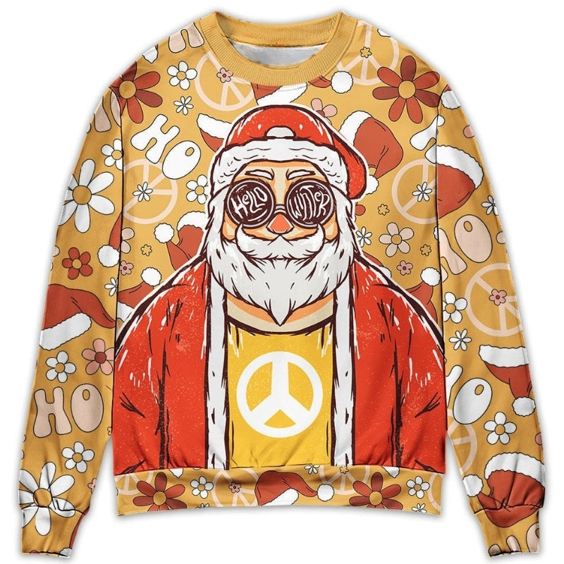 Christmas Santa Cutie Hippie Groovy Sweater For Winter Parties Seasonal Adventures And Relaxed Everyday Styling