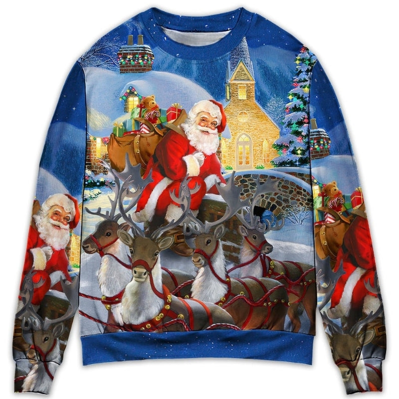 Christmas Santa Reindeer Gift Sweater For Festive Events Weekend Outings And Comfortable Winter Style