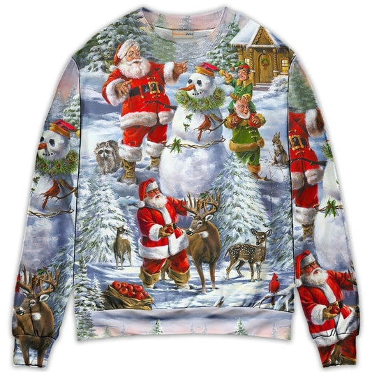 Christmas Santa Snowman Elf Happy Sweater For Holiday Travel Winter Outings And Cheerful Gift Giving