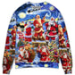 Christmas Santa Snowy Night Merry Xmas Sweater For Holiday Travel Winter Outings And Cheerful Gift Giving