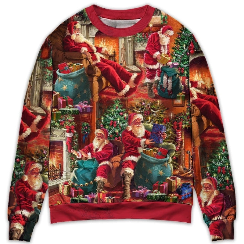 Christmas Santa Story Chilling Happy Xmas Sweater For Festive Family Events Casual Wear And Holiday Gift Giving