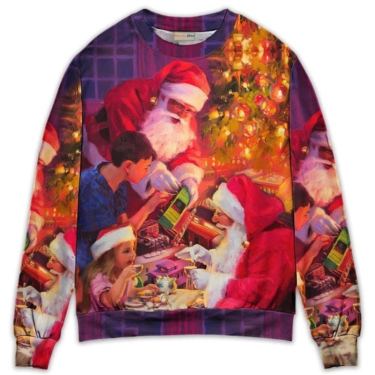Christmas Santa Story Light Sweater For Holiday Parties Family Gatherings And Seasonal Gift Giving