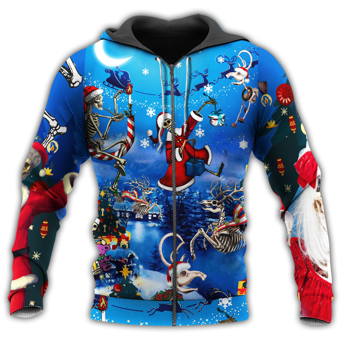 Christmas Skull Moon Star Hoodie For Holiday Parties Weekend Outings And Cheerful Gift Giving