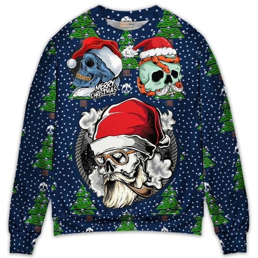 Christmas Skull Santa Hat Snow Sweater For Holiday Parties Family Gatherings And Seasonal Gift Giving