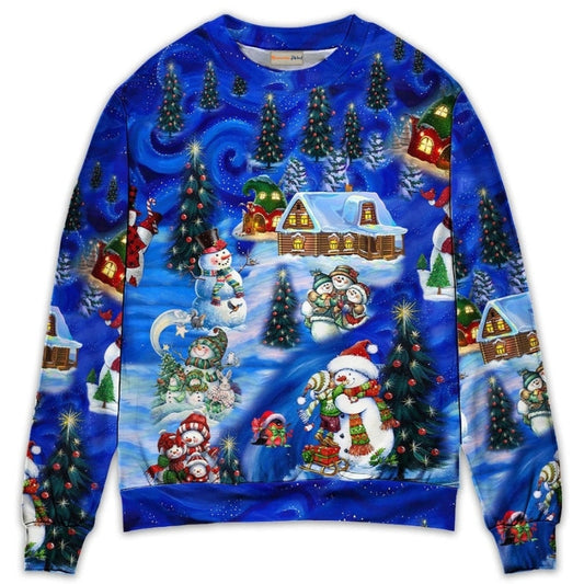 Christmas Snowman Chilling With Friends Sweater For Winter Parties Seasonal Adventures And Relaxed Everyday Styling