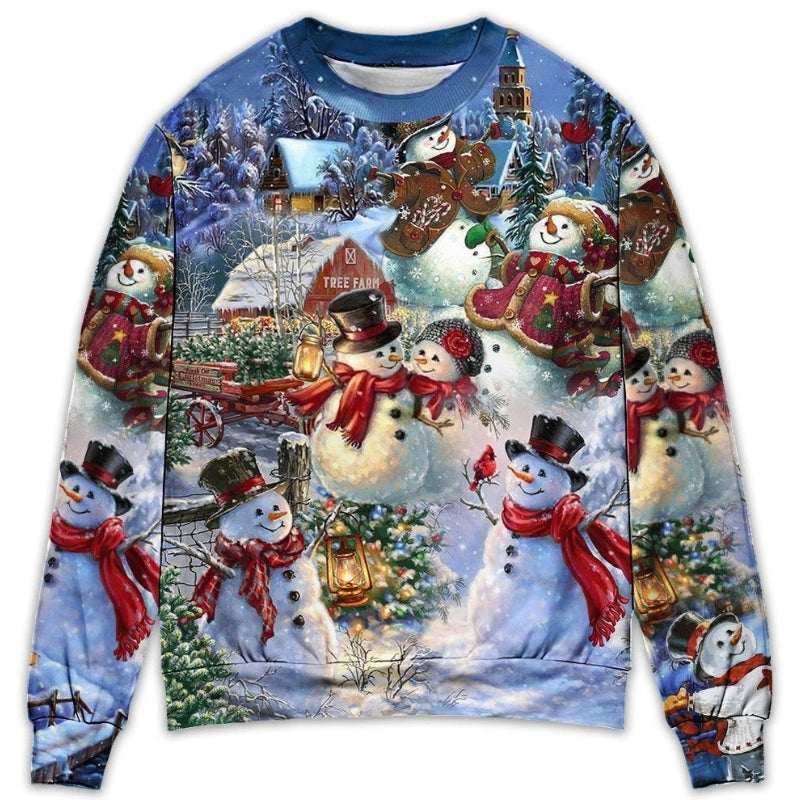 Christmas Snowman Happy Couple Sweater For Family Gatherings Winter Travel And Everyday Seasonal Comfort