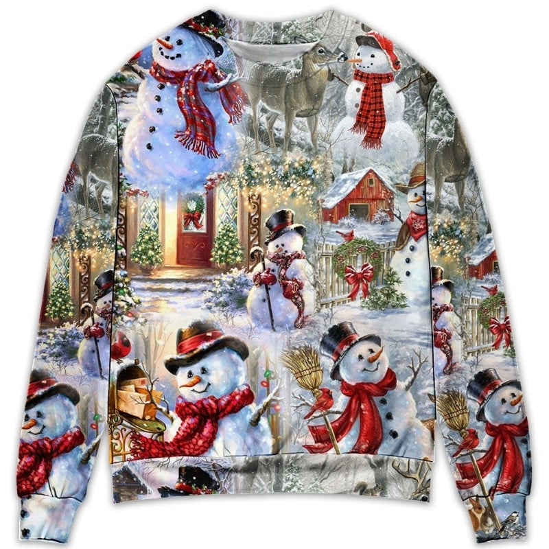 Christmas Snowman Merry Xmas Sweater For Family Gatherings Winter Travel And Everyday Seasonal Comfort