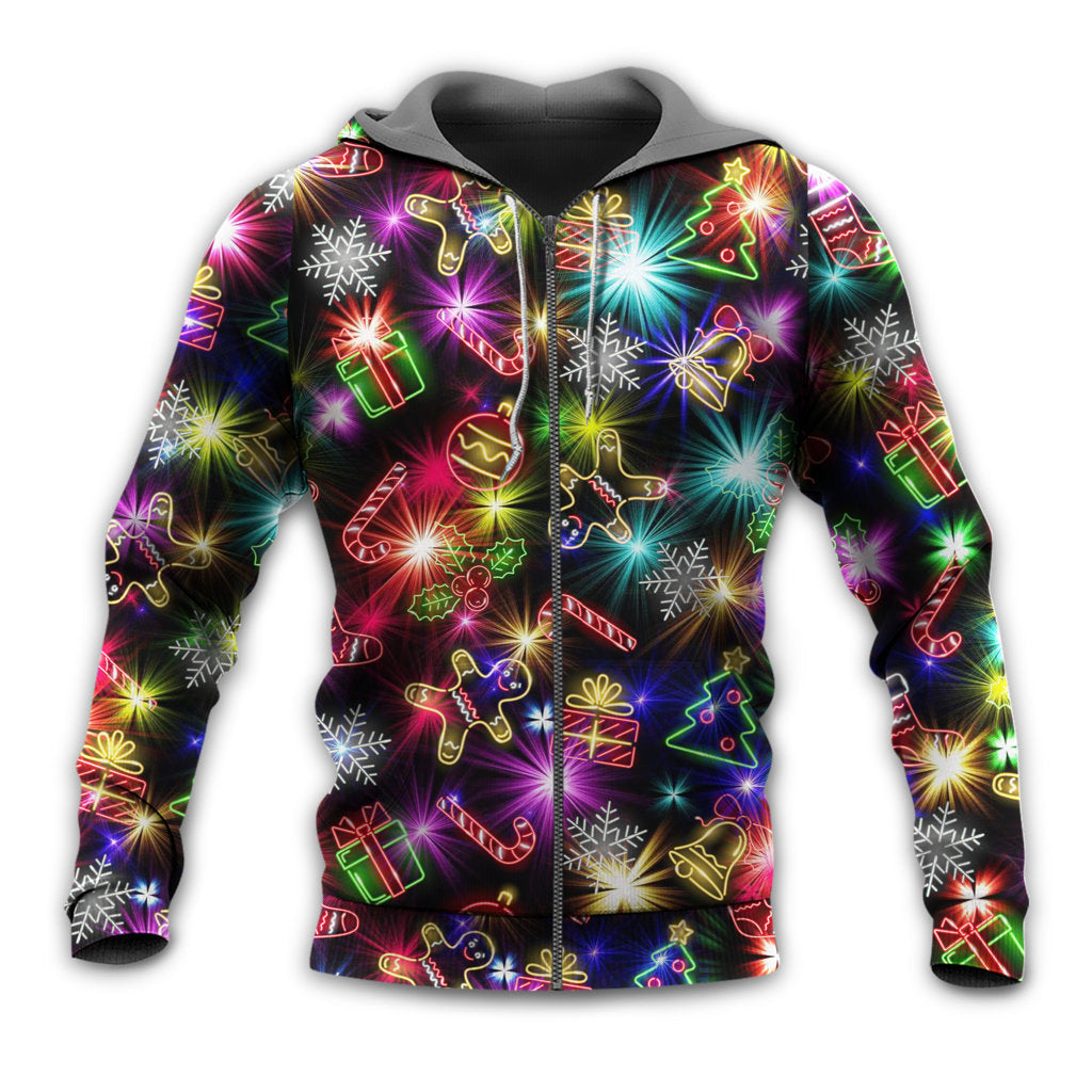 Neon Christmas Tree Cookies Gingerbread Hoodie For Seasonal Parties Casual Wear And Thoughtful Holiday Gifts