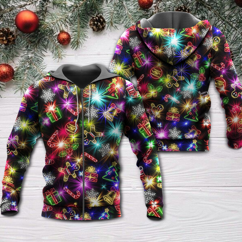 Neon Christmas Tree Cookies Gingerbread Hoodie For Seasonal Parties Casual Wear And Thoughtful Holiday Gifts