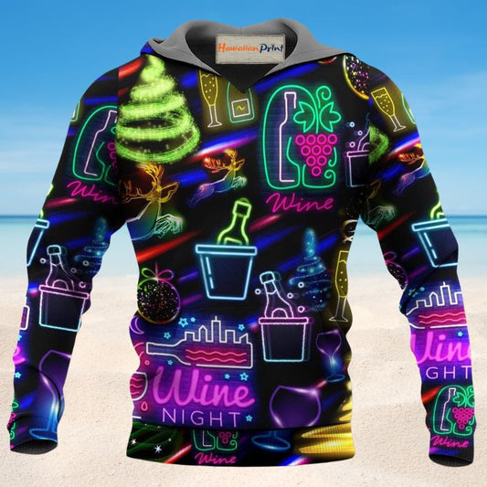 Neon Christmas Wine Hoodie For Holiday Gatherings Winter Travel And Seasonal Gifting