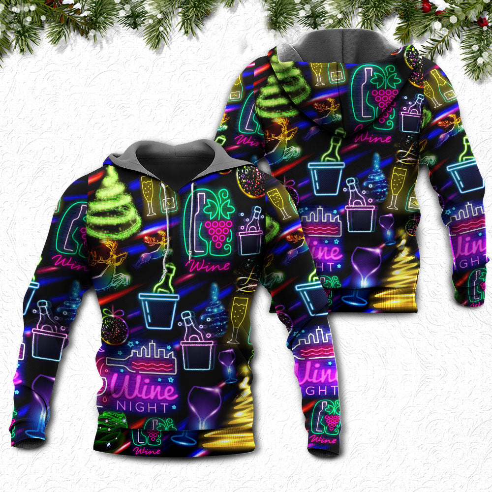 Neon Christmas Wine Hoodie For Holiday Gatherings Winter Travel And Seasonal Gifting