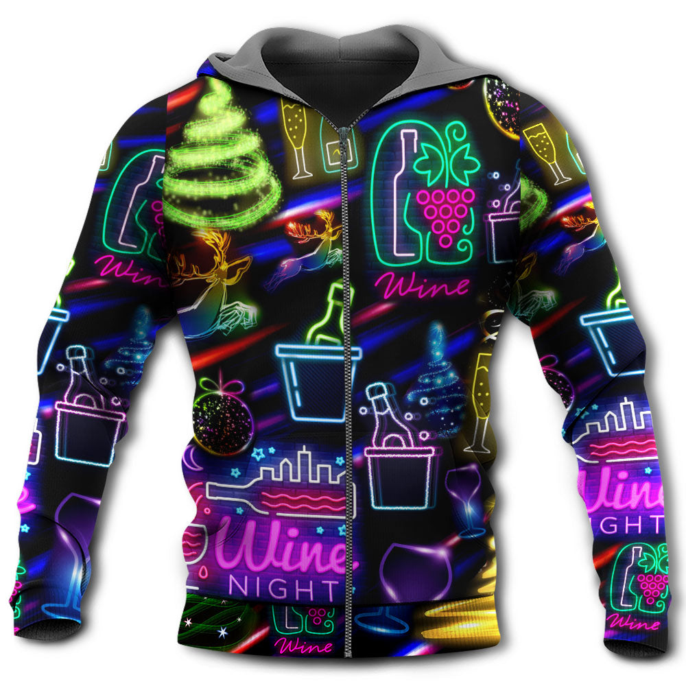Neon Christmas Wine Hoodie For Holiday Gatherings Winter Travel And Seasonal Gifting