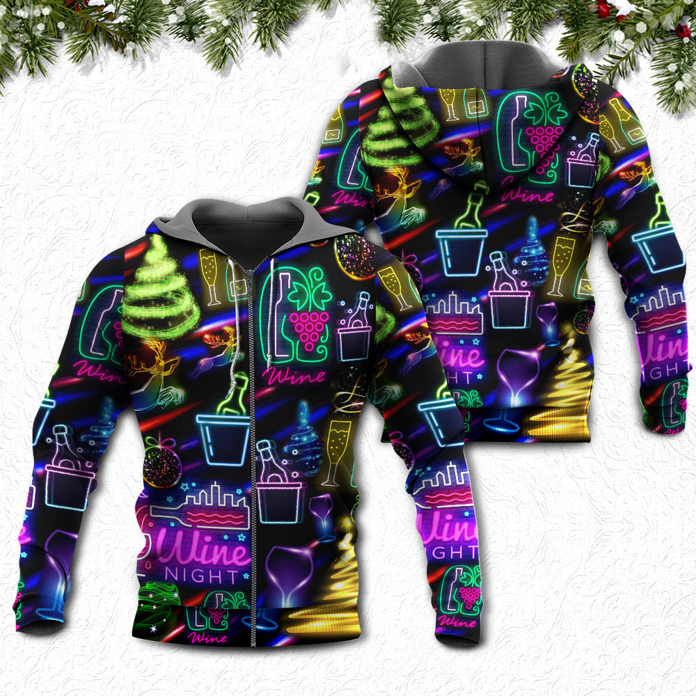 Neon Christmas Wine Hoodie For Holiday Gatherings Winter Travel And Seasonal Gifting