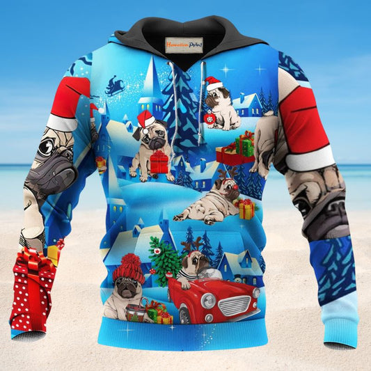 Colorful Christmas Pug Hoodie For Holiday Vacations Winter Events And Everyday Comfort