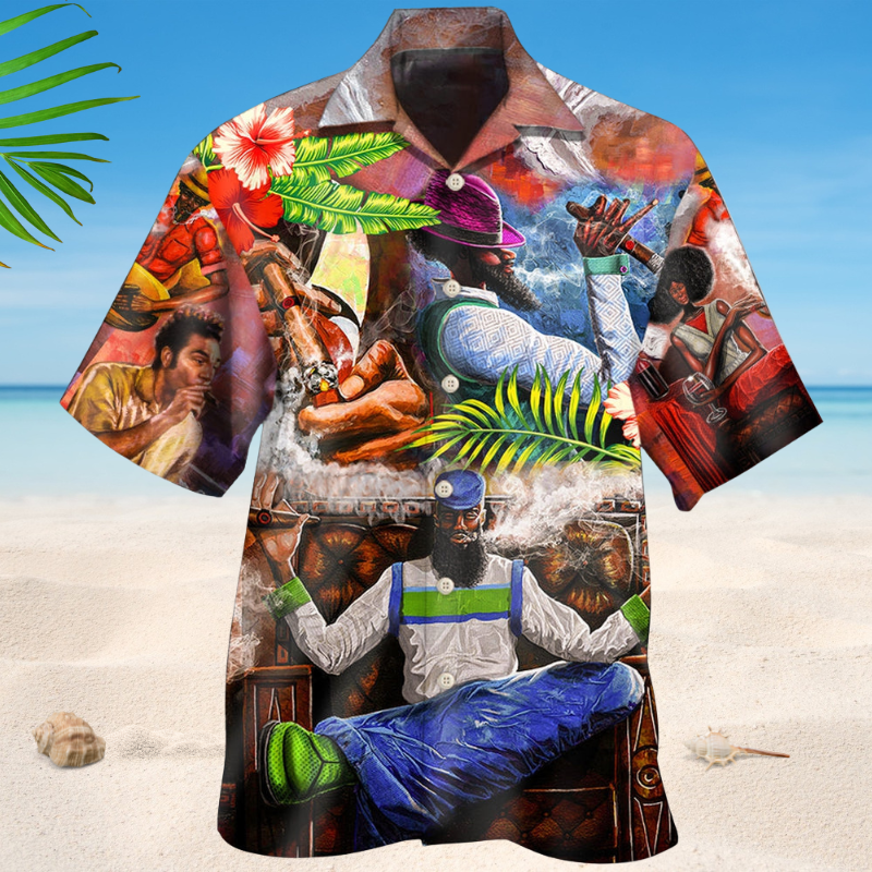 Floral Tropical Cigar Hawaiian Shirt For Resort Trips, Coastal Parties, And Warm Weather Style
