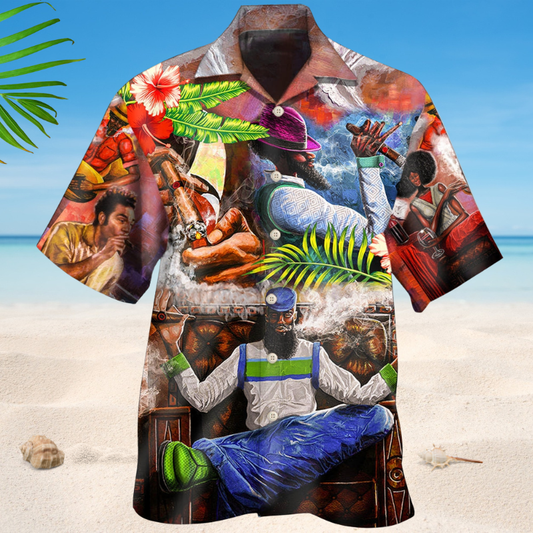 Floral Tropical Cigar Hawaiian Shirt For Resort Trips, Coastal Parties, And Warm Weather Style