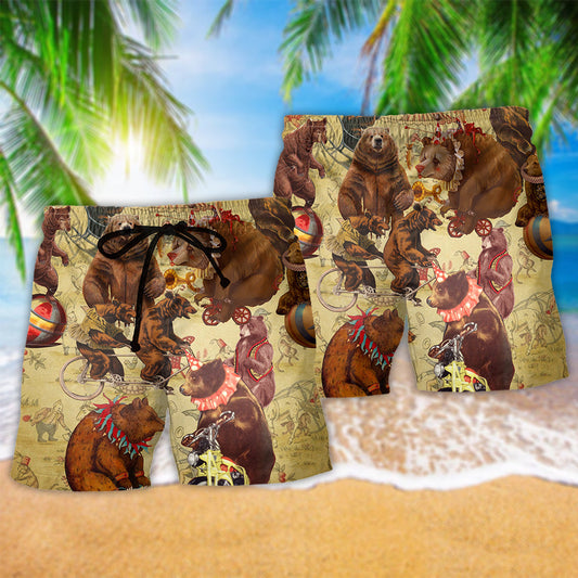 Circus Bear Playful Beach Shorts For Holiday Cruises And Comfortable Daily Wear
