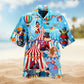 Galaxy Christmas Santa Astronaut Hawaiian Shirt Detailed Pattern View For Outdoor Gatherings