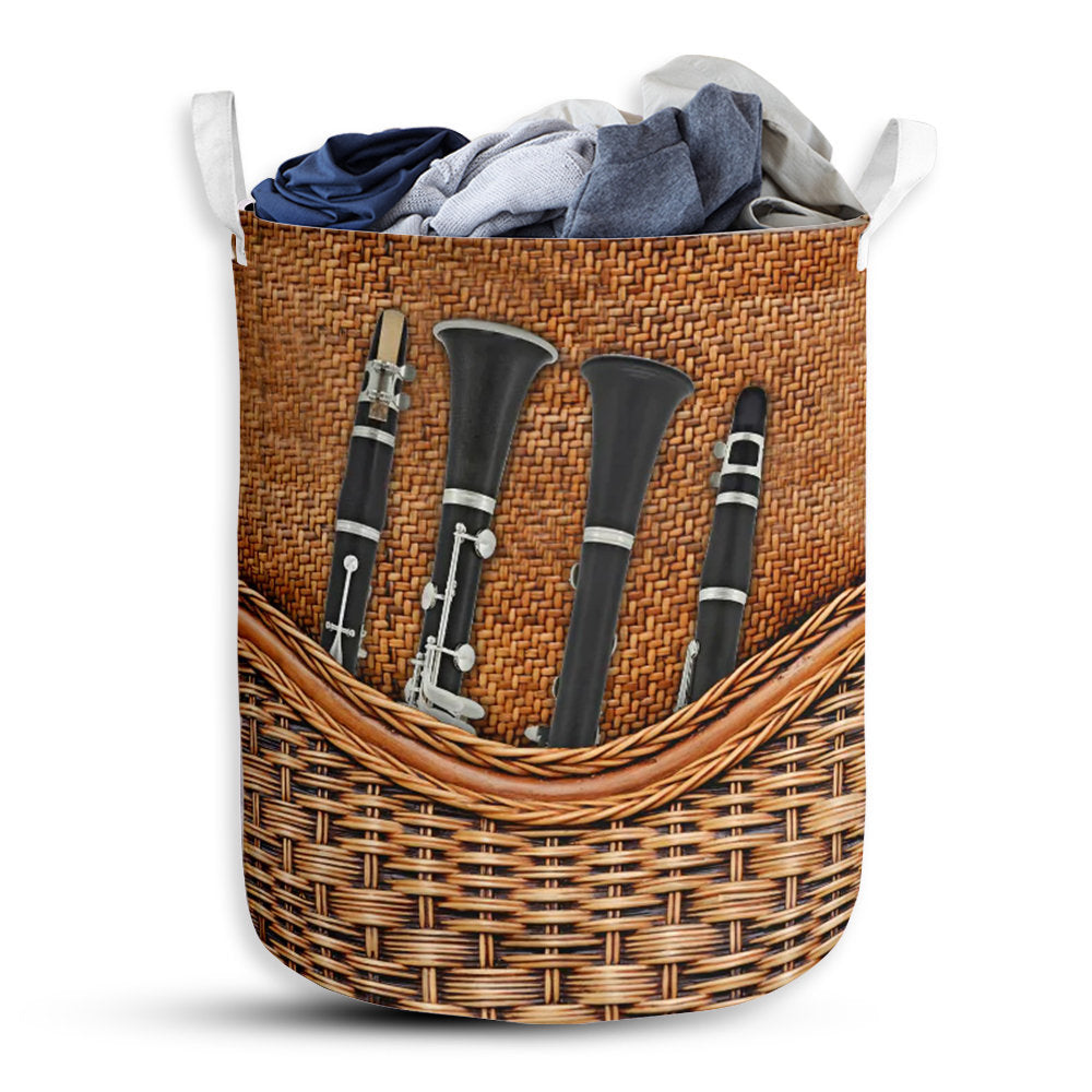 Small Size Clarinet Rattan Texture Laundry Basket For Bathroom Bedroom Storage