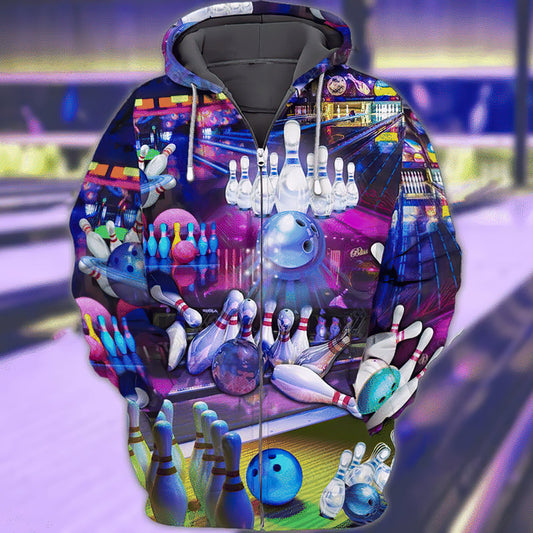 Classic Purple Bowling Hoodie For Weekend Fun Casual Layering And Relaxed Daily Outfits