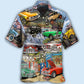 Vintage Classic Car Hawaiian Shirt With All Over Print For Vacation Getaways Resort Wear And Casual Celebrations