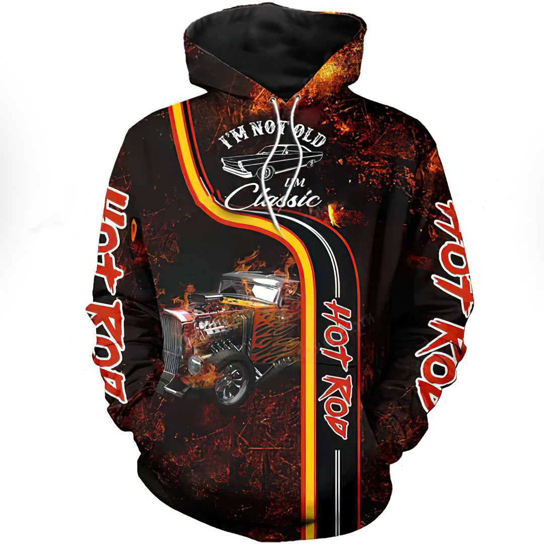 Classic Hot Rod Hoodie For Vehicle Enthusiasts Travel Days And Comfortable Layering