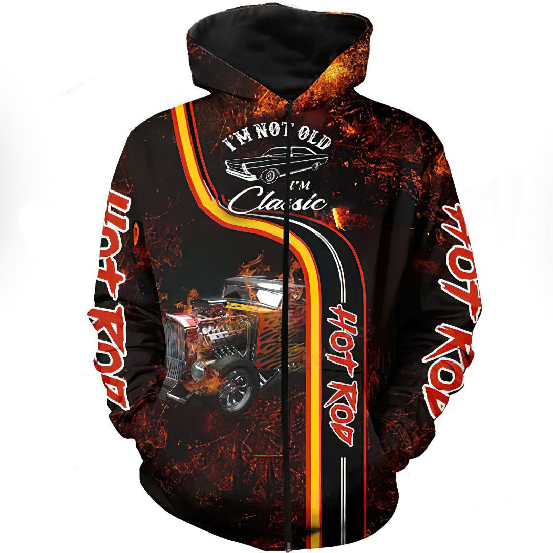 Classic Hot Rod Hoodie For Vehicle Enthusiasts Travel Days And Comfortable Layering