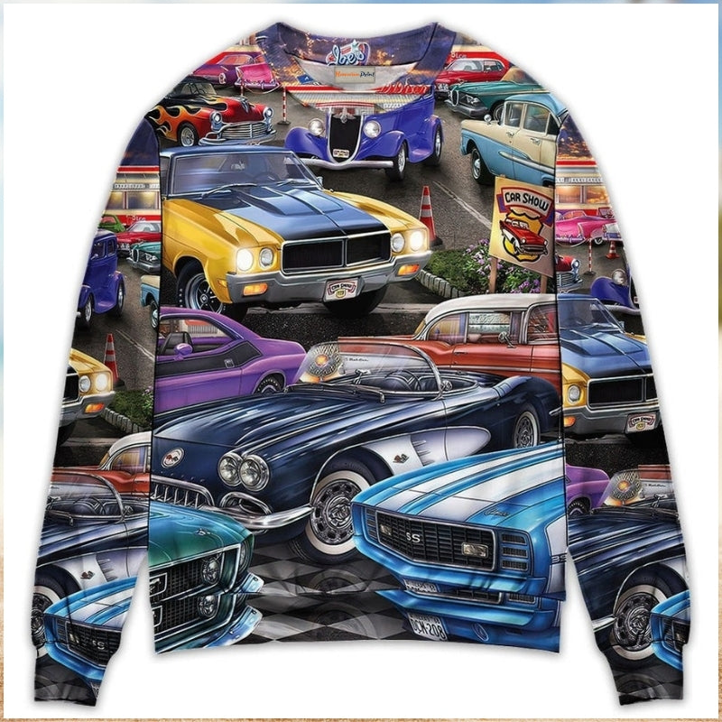 Classic Car Show Lifestyle Sweater For Garage Gatherings Road Adventures And Creative Gifts