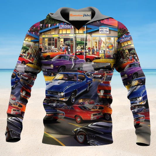 Classic Muscle Car Service Hoodie For Automotive Enthusiasts Road Trips And Casual Everyday Wear