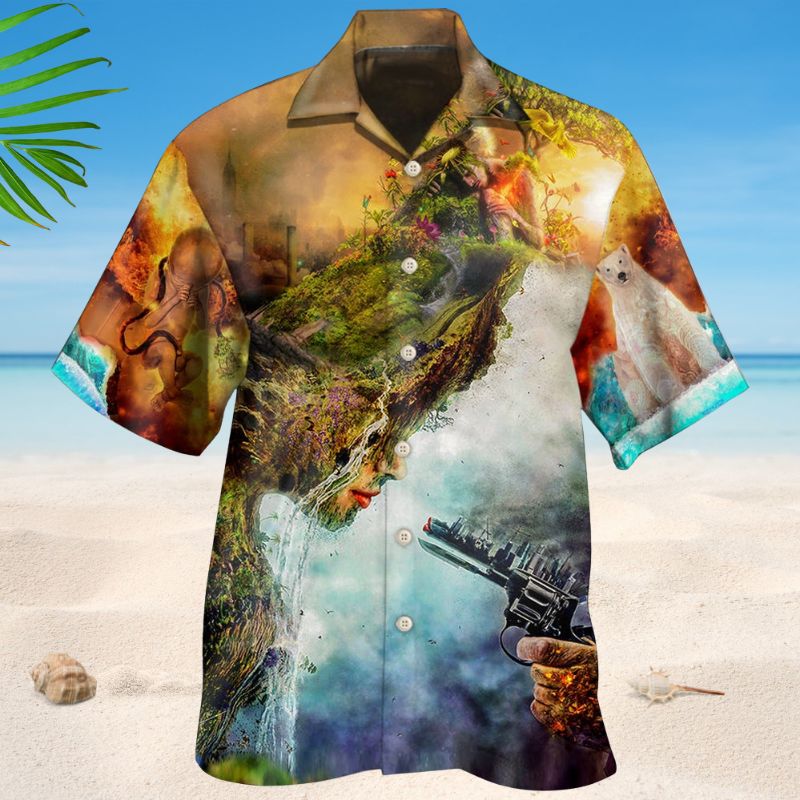 Climate Change Nature Hawaiian Shirt For Resort Trips, Coastal Parties, And Warm Weather Style