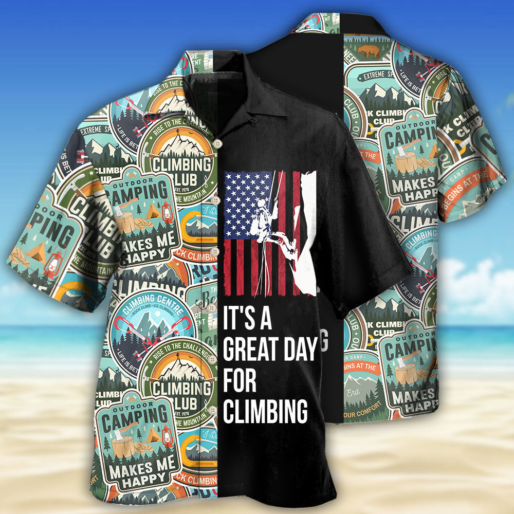 Rock Climbing Hawaiian Shirt With All Over Print For Coastal Vacations Warm Weather Events And Daily Style